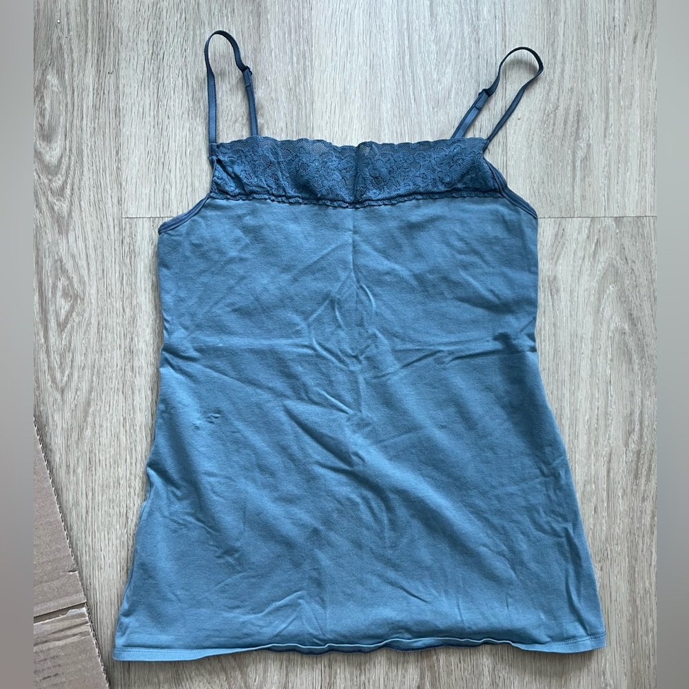 Gray camisole with lace and adjustable straps